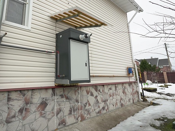 Термоблок газовый уличный ТГУ-НОРД-С 24 на базе двухконтурного котла MIZUDO M24T,без счетчика,синий