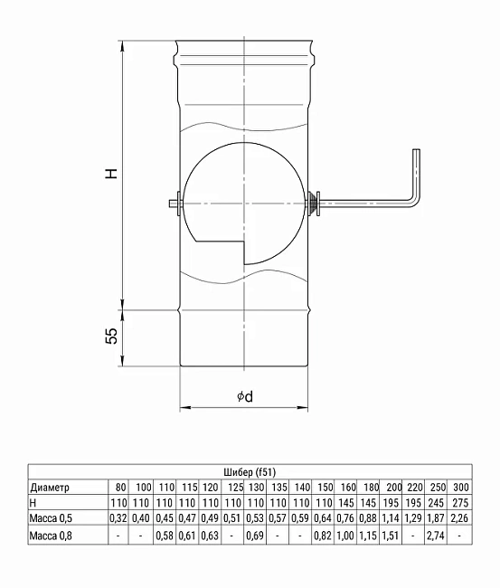 Шибер Ferrum (430/0,5 мм) D110