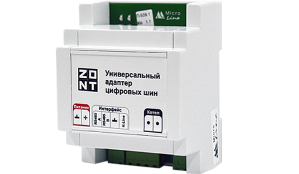 Адаптер на DIN-рейку для подключения котла по цифровым шинам OpenTherm, E-BUS, BridgeNet (Ariston), BSB (Baxi), Navien, Daesung*