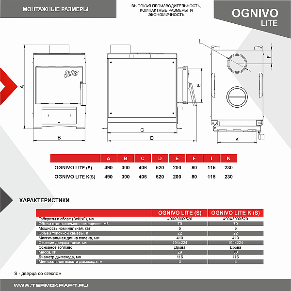 Печь отопительная OGNIVO Lite 
